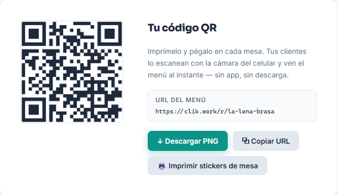 Vista de Mi QR en el panel